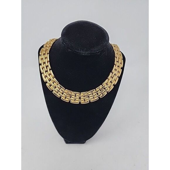 Givenchy Vintage Egyptian Cleopatra Revival Gold Tone Collar Necklace Signed - Picture 1 of 12